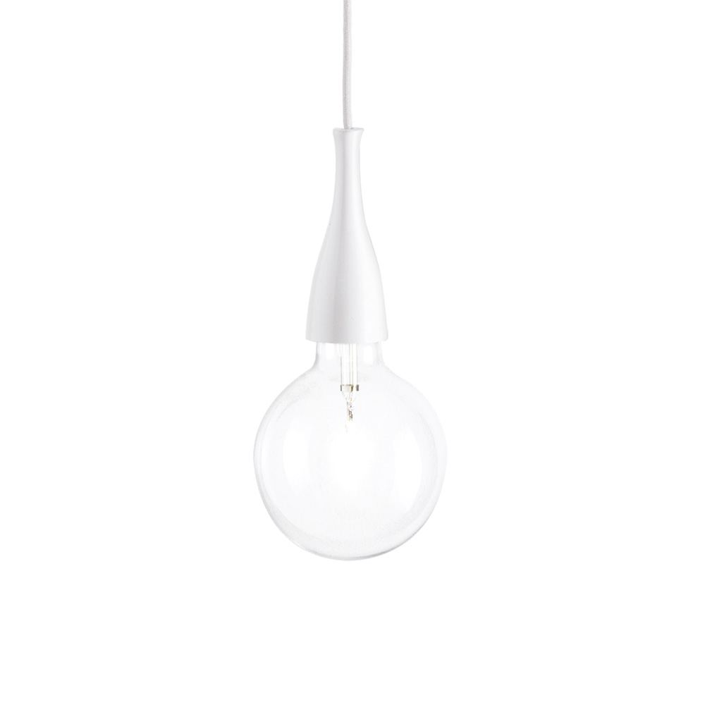 Sospensione Moderna Minimal Metallo Bianco 1 Luce E27 8W 3000K Luce Calda