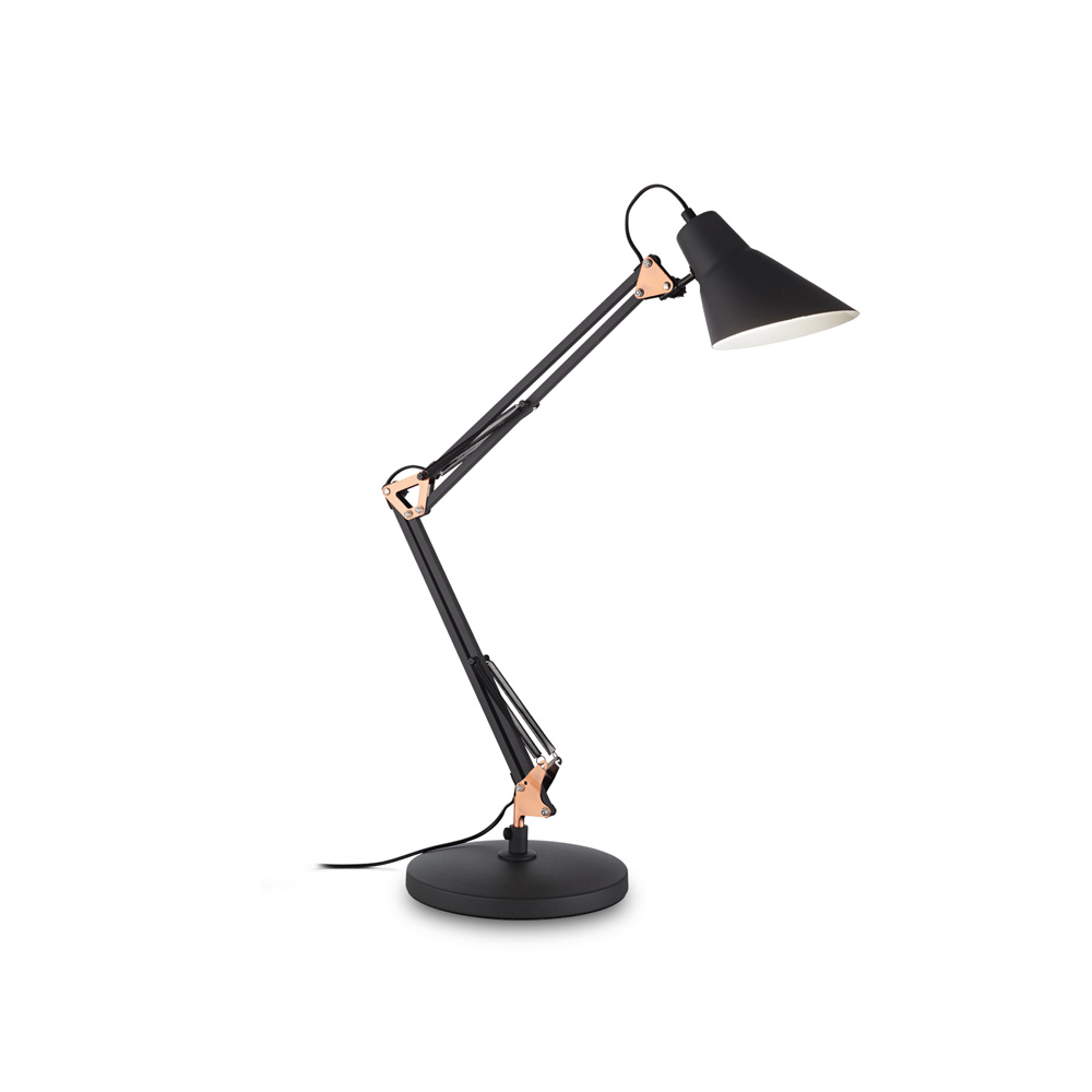 Lampada Da Scrivania-Ufficio Moderna Sally Metallo Nero E Rame 1 Luce E27