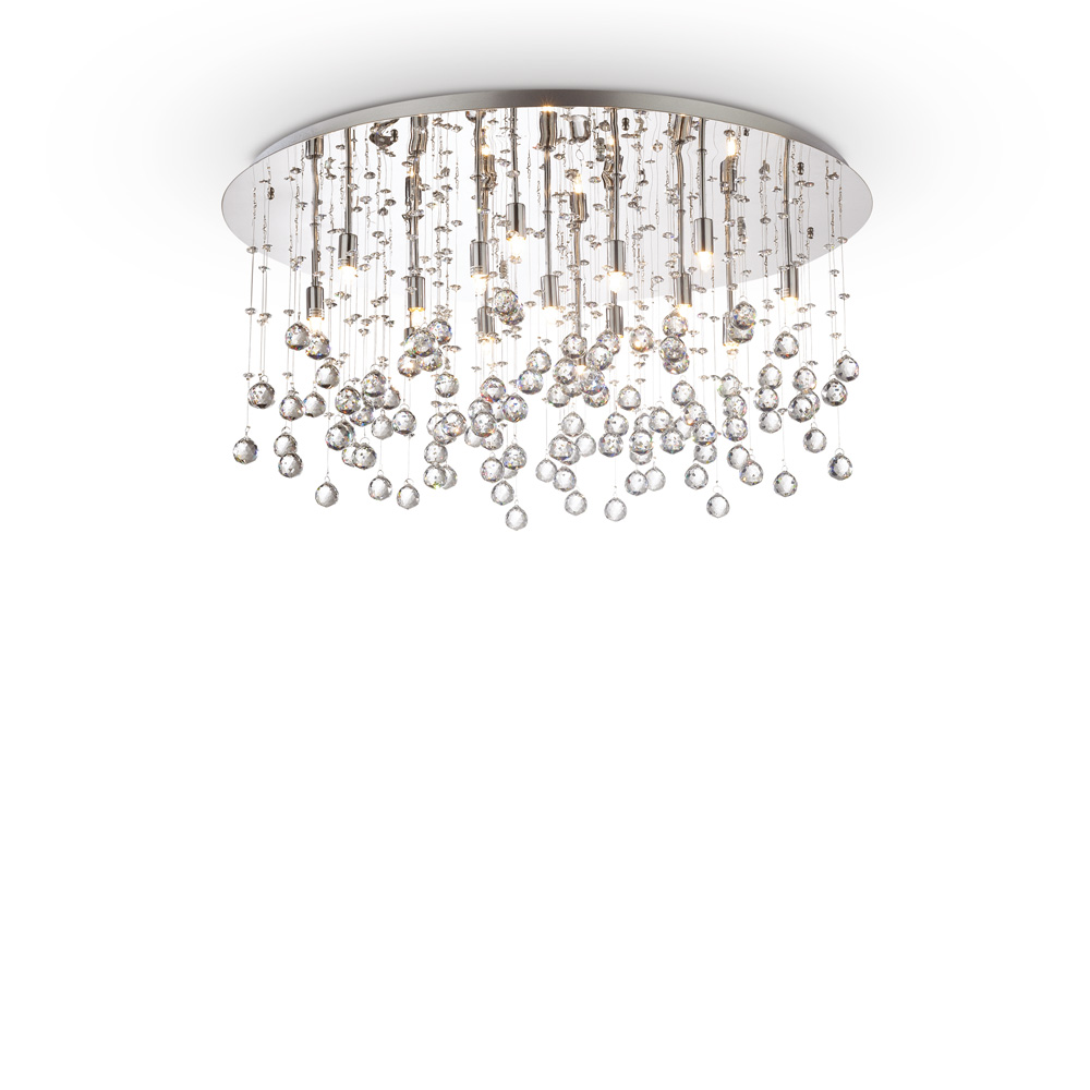 Ideal Lux Moonlight oro 8 luci Lampada Da Soffitto Plafoniera ottagoni e  sfere in cristallo