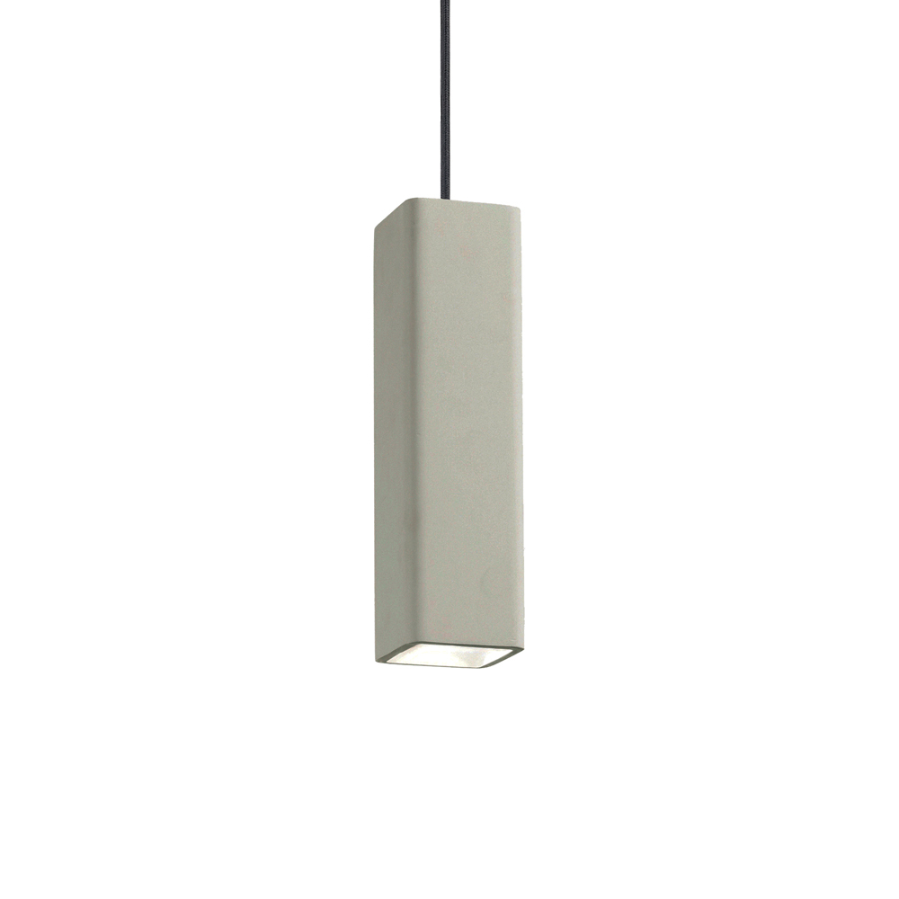 Sospensione Moderna Square Oak Metallo Cemento Grigio 1 Luce