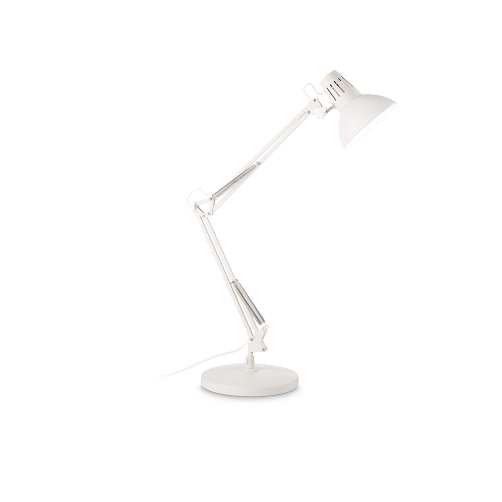 Lampada Da Scrivania-Ufficio Moderna Wally Metallo Bianco E Rame 1 Luce E27