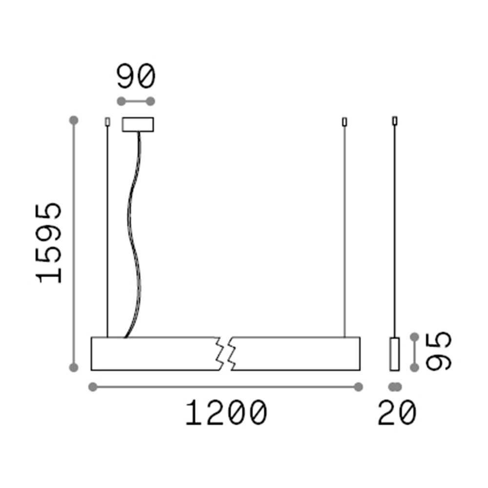 Sospensione Modulare Moderna Linus Alluminio Nero Led 32W 3000K Luce Calda
