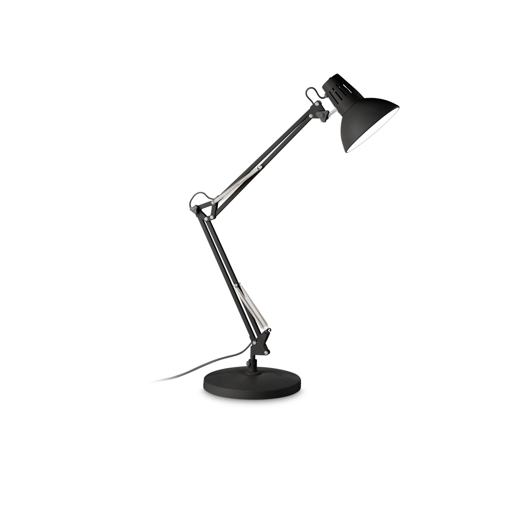 Lampada Da Scrivania-Ufficio Moderna Wally Metallo Nero 1 Luce E27