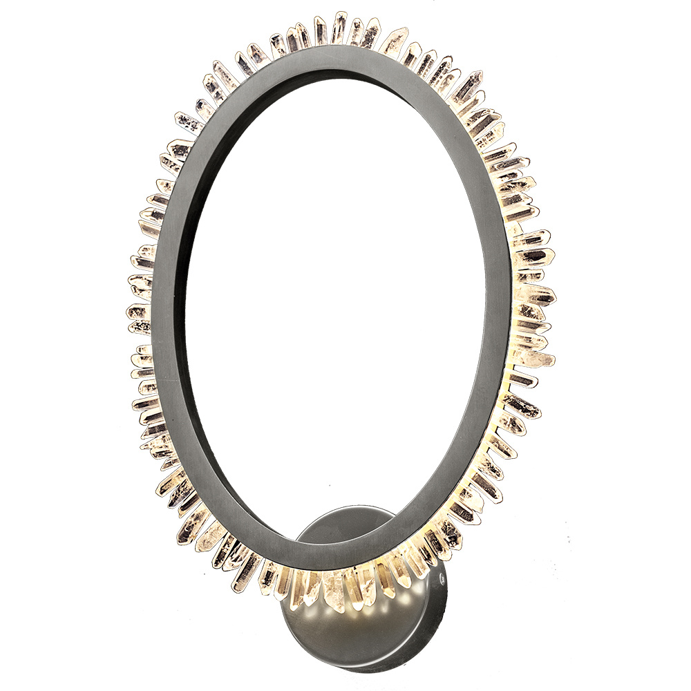 Applique Da Parete Moderno Halo Metallo Cristalli Quarzo Nichel Satinato Led 13W MB20020154-1ASN