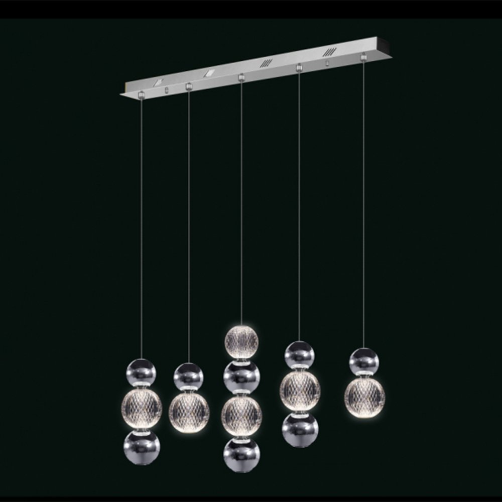 Waneway Lampadario A Gocce In Acrilico Cromato - 3 Livelli, Diametro 22 Cm - Perle Trasparenti A Goccia, Adatto A Portalampade E14/E27 - Luce D'Ambiente