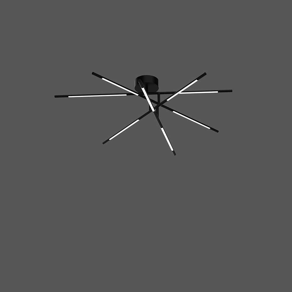 Lampada Da Soffitto Moderna A 4 Luci - Binario 210 Cm, Nero, Per Interni - Foto 3