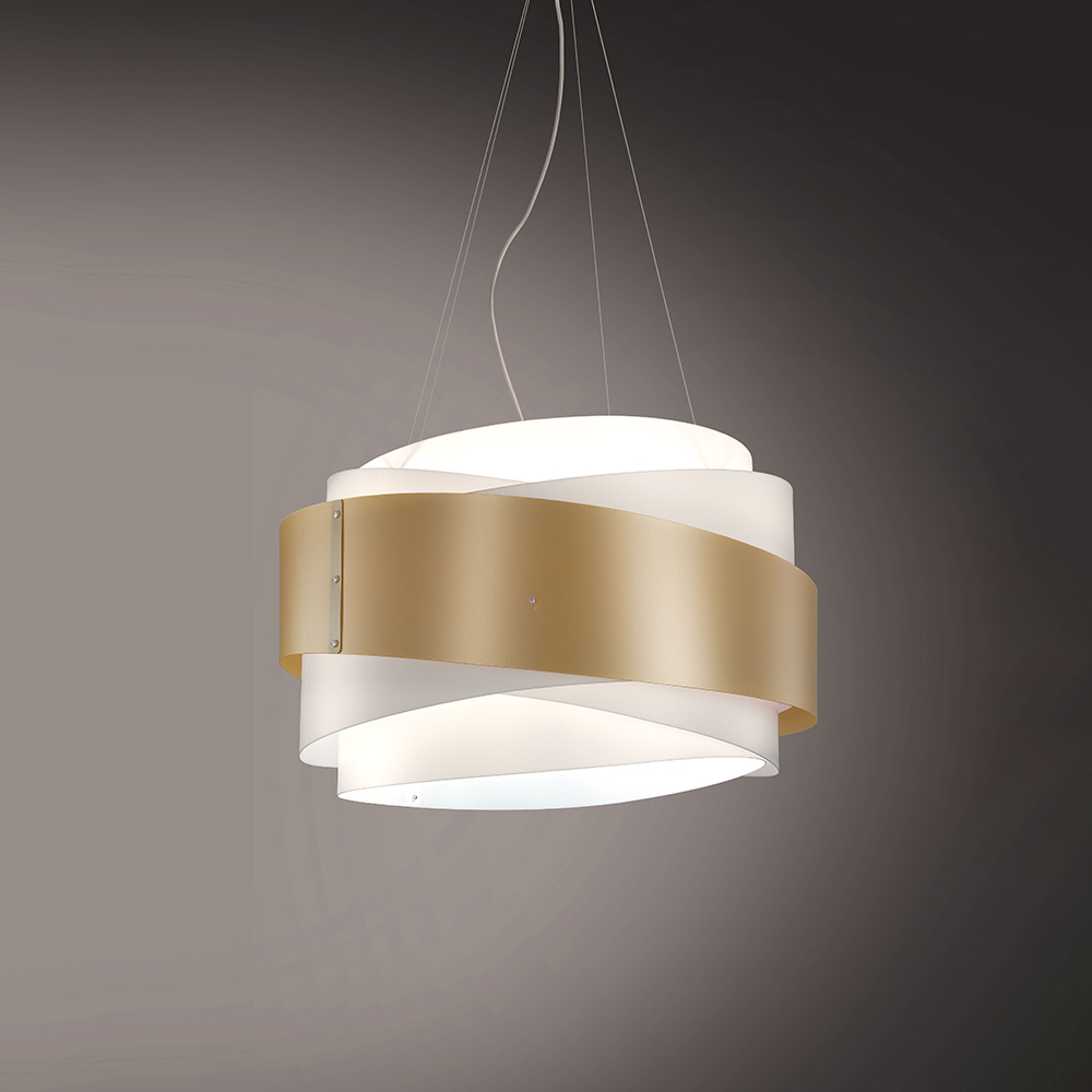 Sospensione Moderna 5 Luci Bea In Polilux Oro D80 Made In Italy | Linea Zero