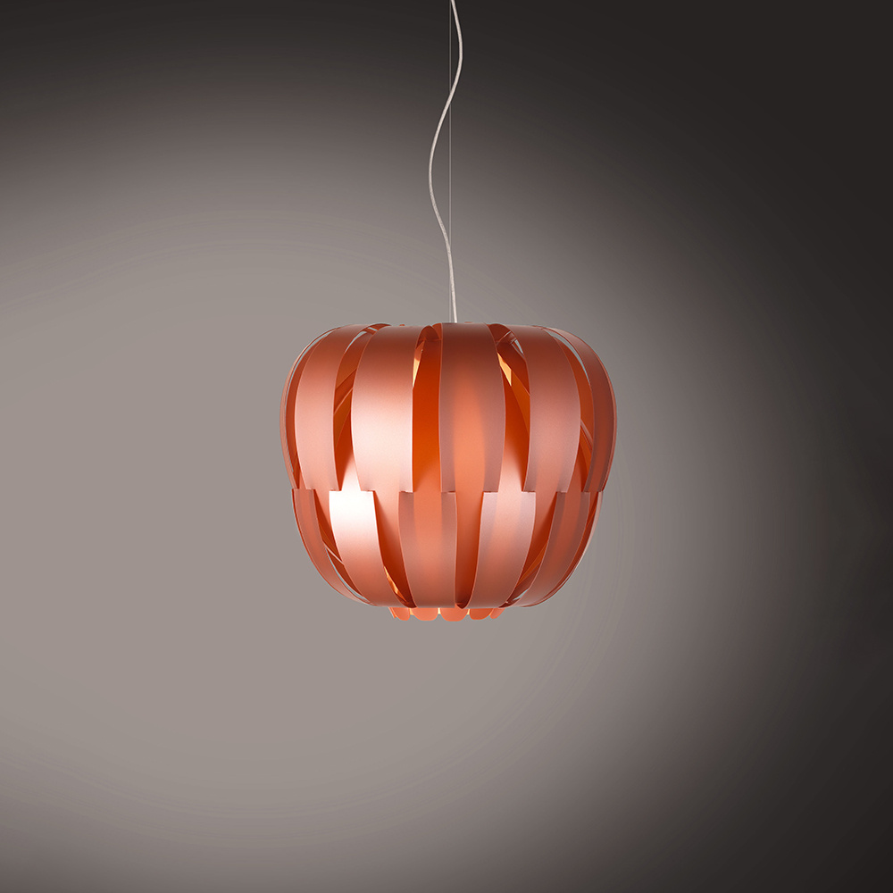 Sospensione Moderna 3 Luci Queen In Polilux Rame D75 Made In Italy | Linea Zero