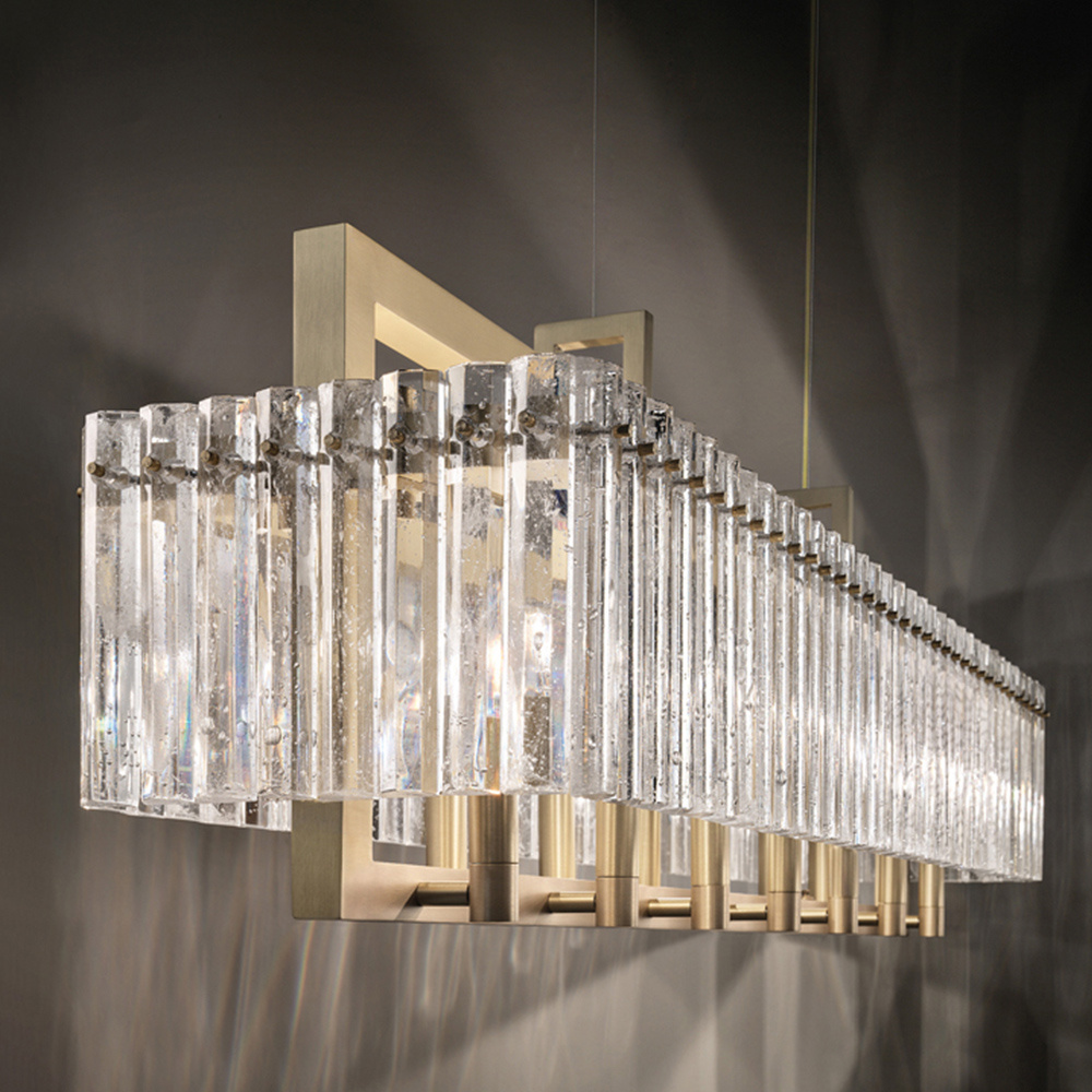 Sospensione Classica Crek Metallo Ottone Vetro 14 Luci CREK-S14