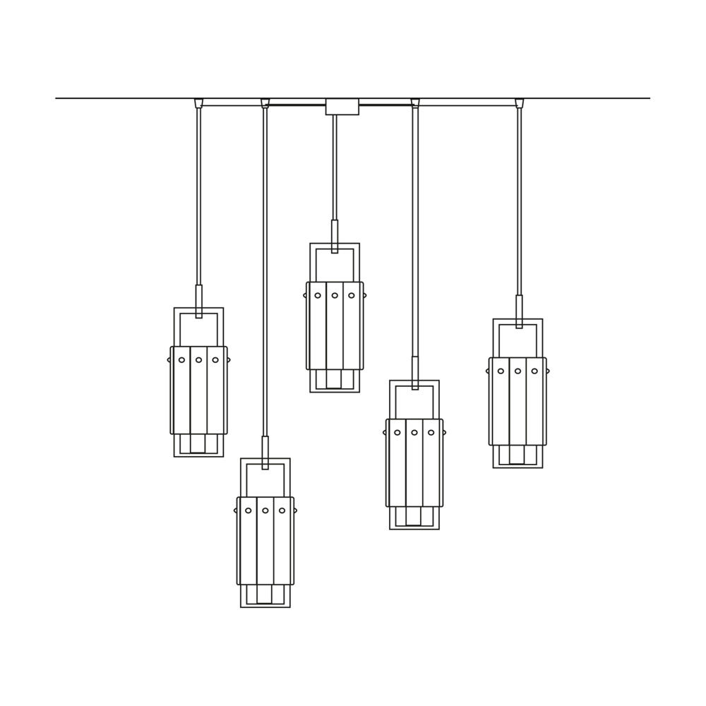 Sospensione Classica Crek Metallo Ottone Vetro 5 Luci CREK-S5
