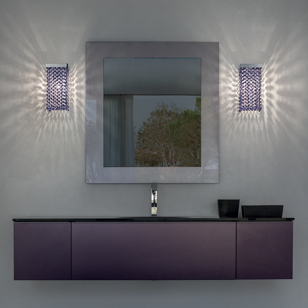 Plafoniere - Lampade Da Soffitto Classico Cubo Metallo Viola E Cristallo 1 Luce CUBO-PL-SQUARE-SMALL-20-VI