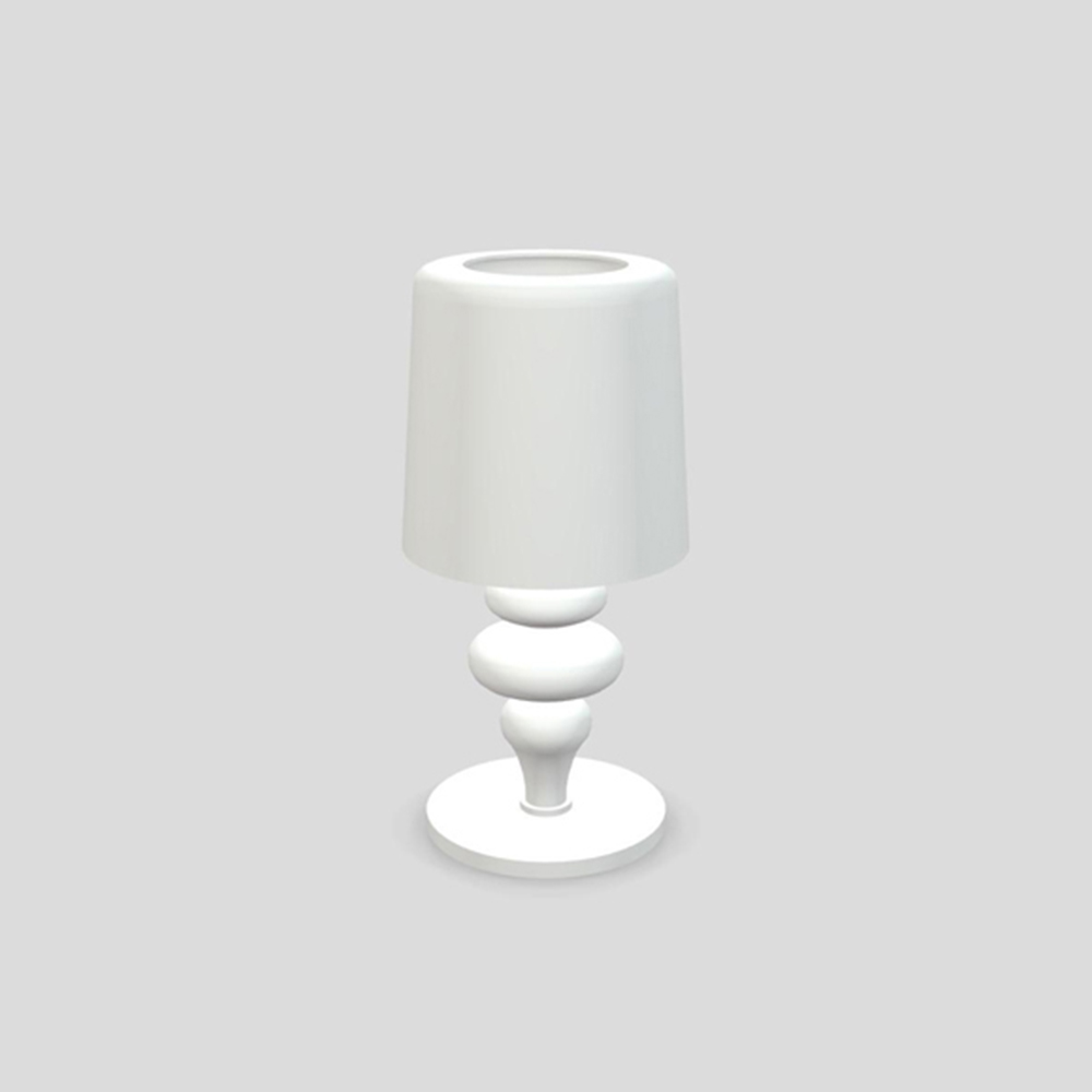 Lampada Da Scrivania Contemporanea Eva D14Cm Plastica Bianca E Alluminio 1  Luce