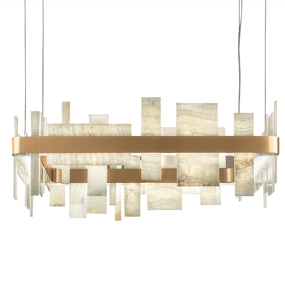 Lampadario Contemporaneo Honicè Metallo Oro E Onice Led 28,1W HONICE-S80