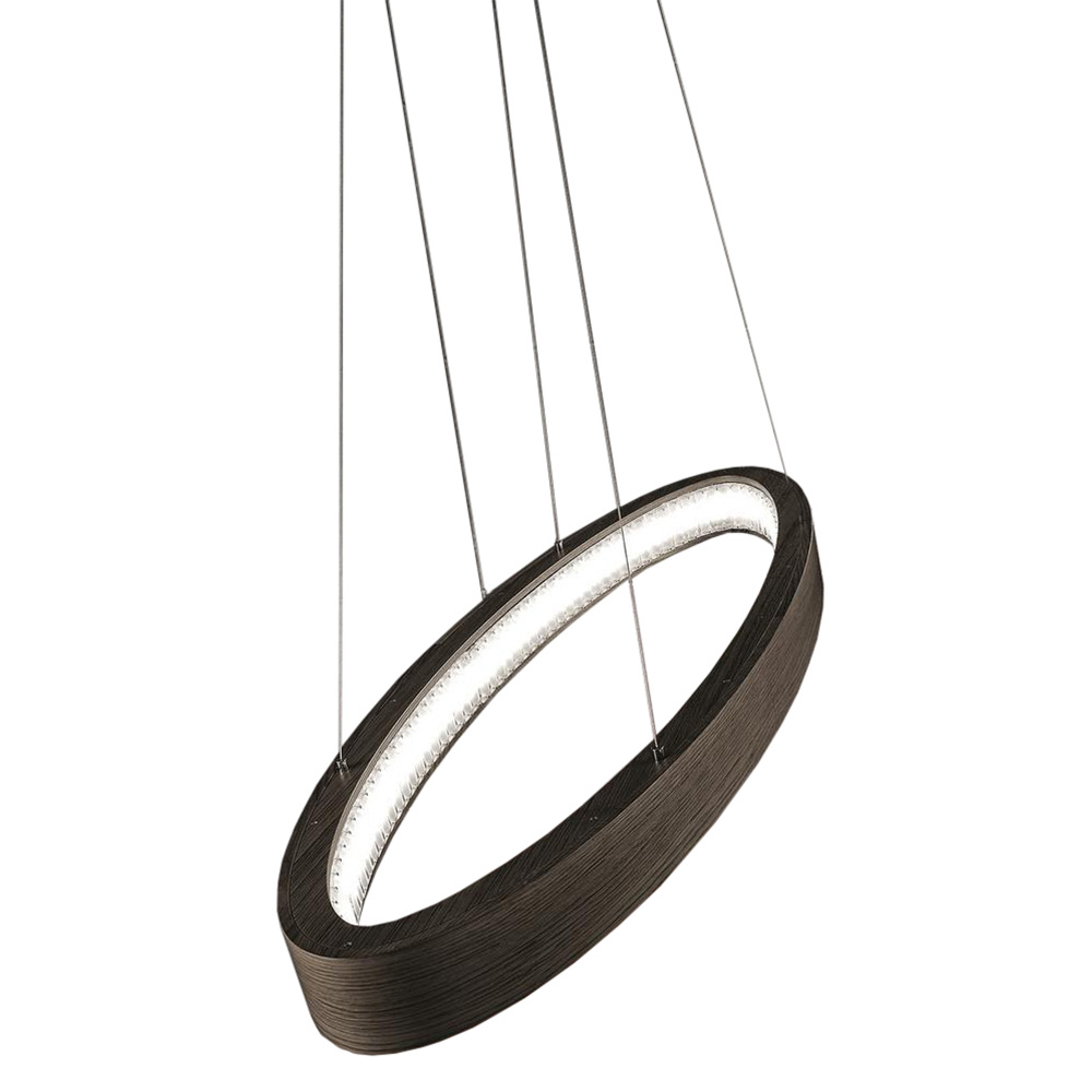 Lampadario Contemporaneo Libe Metallo/Legno Rovere E Cristallo Led 59W LIBE-ROUND-S-60