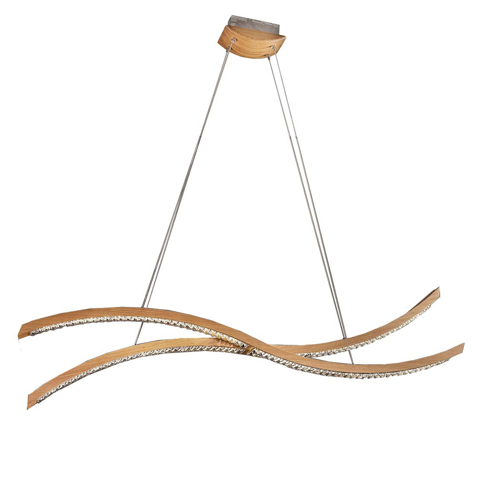 Lampadario Contemporaneo Libe Metallo/Legno Rovere E Cristallo Led 63W LIBE-S-100