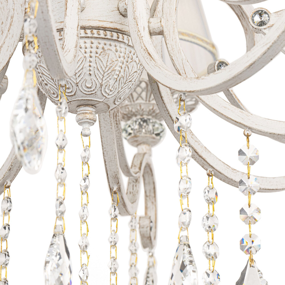 Lampadario Shabby Chic Grace Metallo Bianco 10 Luci ARM247-10-G