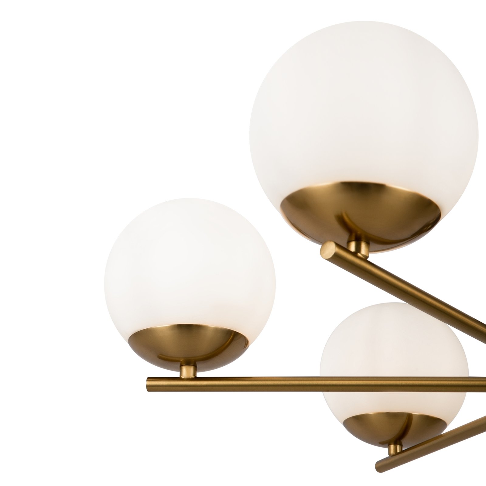 DELIPOP Lampadario A Sospensione A Sfera In Vetro Bianco – Ottone E Metallo, Attacco E27, 15 Cm, Per Cucina, Camera E Sala Da Pranzo