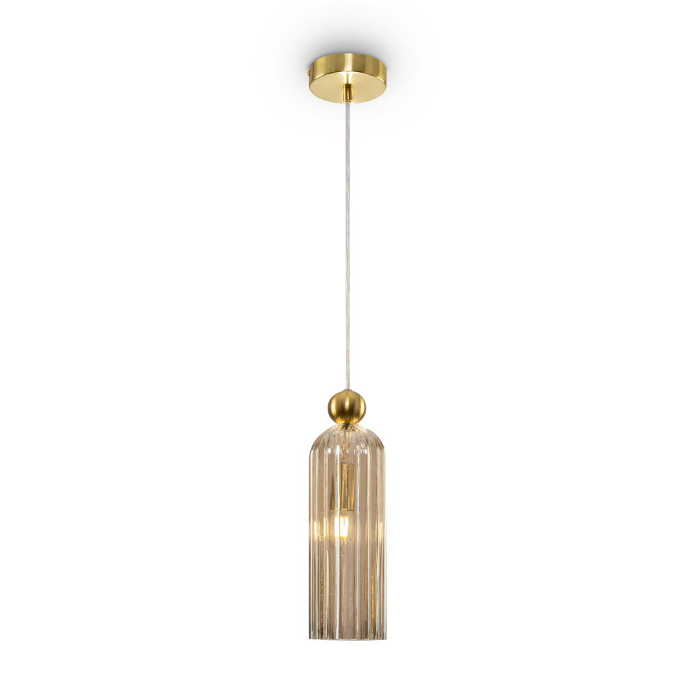 Sospensione Contemporanea Antic Metallo Oro 1 Luci Diffusore In Vetro Cognac MOD302PL-01CG