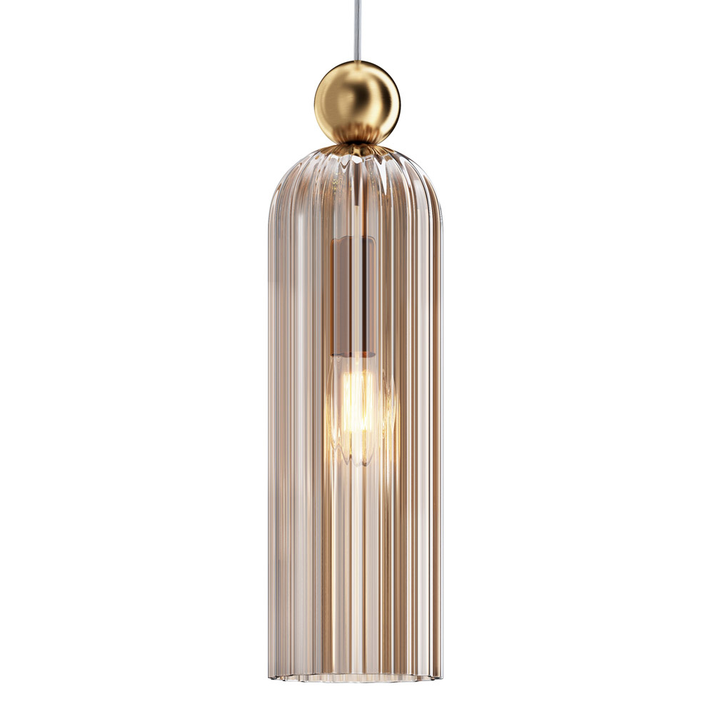 Sospensione Contemporanea Antic Metallo Oro 1 Luci Diffusore In Vetro Cognac MOD302PL-01CG