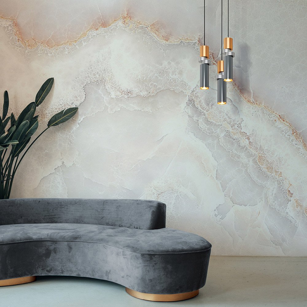 Lampadario in metallo e paglia multicolore Endrick