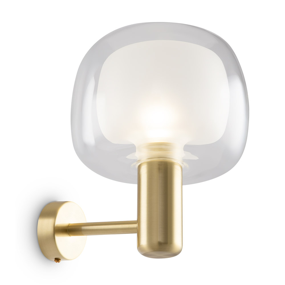 Applique Contemporanea Vision Alluminio Oro 1 Luce Diffusore In Vetro Trasp MOD411WL-01G