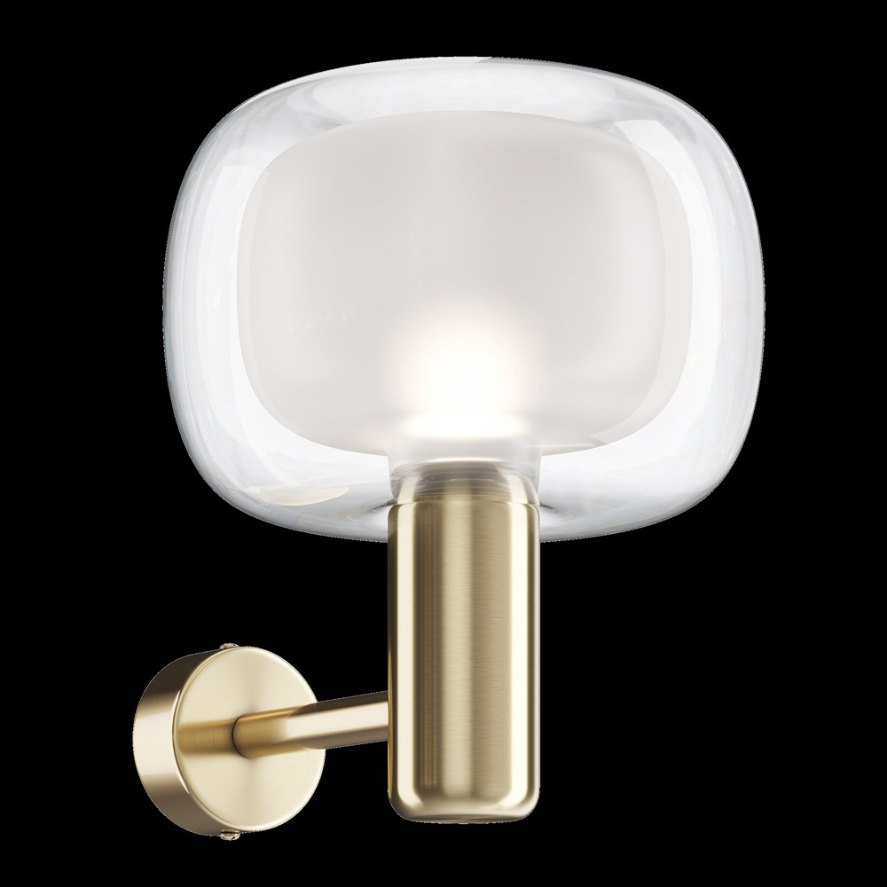 Applique Contemporanea Vision Alluminio Oro 1 Luce Diffusore In Vetro Trasp MOD411WL-01G