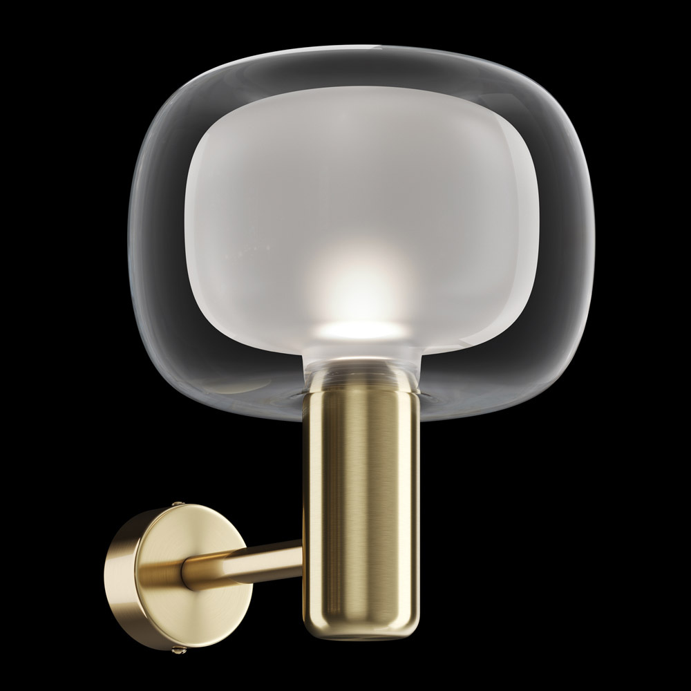 Applique Contemporanea Vision Alluminio Oro 1 Luce Diffusore In Vetro Trasp MOD411WL-01G