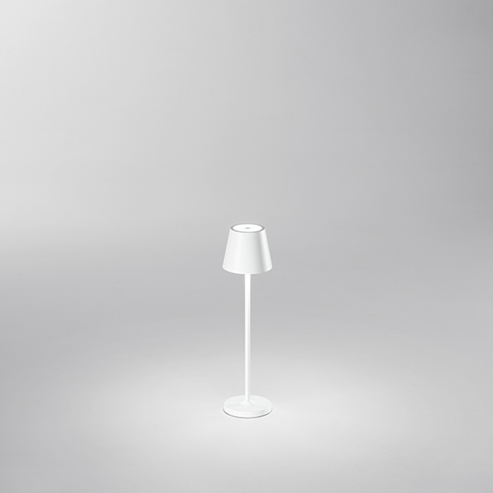 Lampada Tavolo Esterno Mini Diva Contemporanea Alluminio Bianco Led Luce Calda 8125BLC