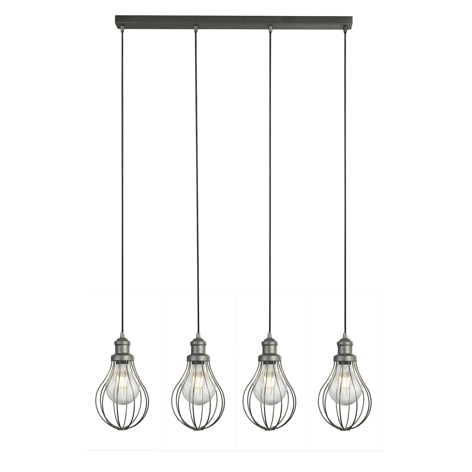 Lampadario Contemporaneo Balloon Acciaio Argento 4 Luci E27
