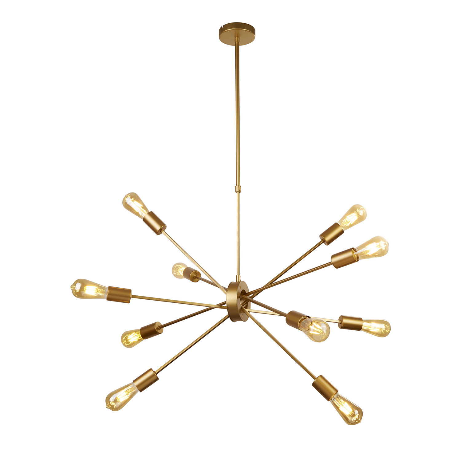 Lampadario Industrial-Nordico Alfa Acciaio Oro 10 Luci E27 29010-10GO
