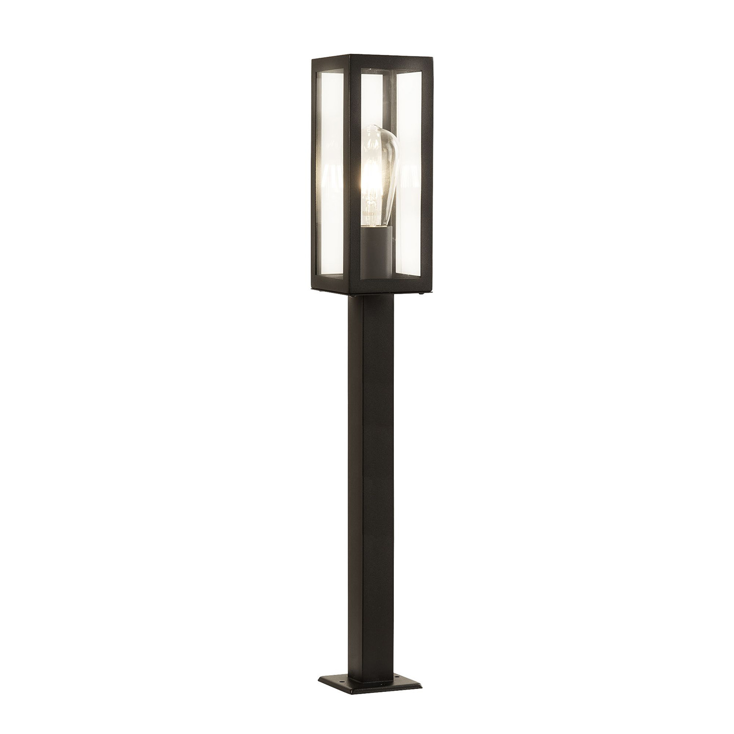 Image of Paletto Da Esterno Contemporaneo Scatola Acciaio Nero 1 Luce E27