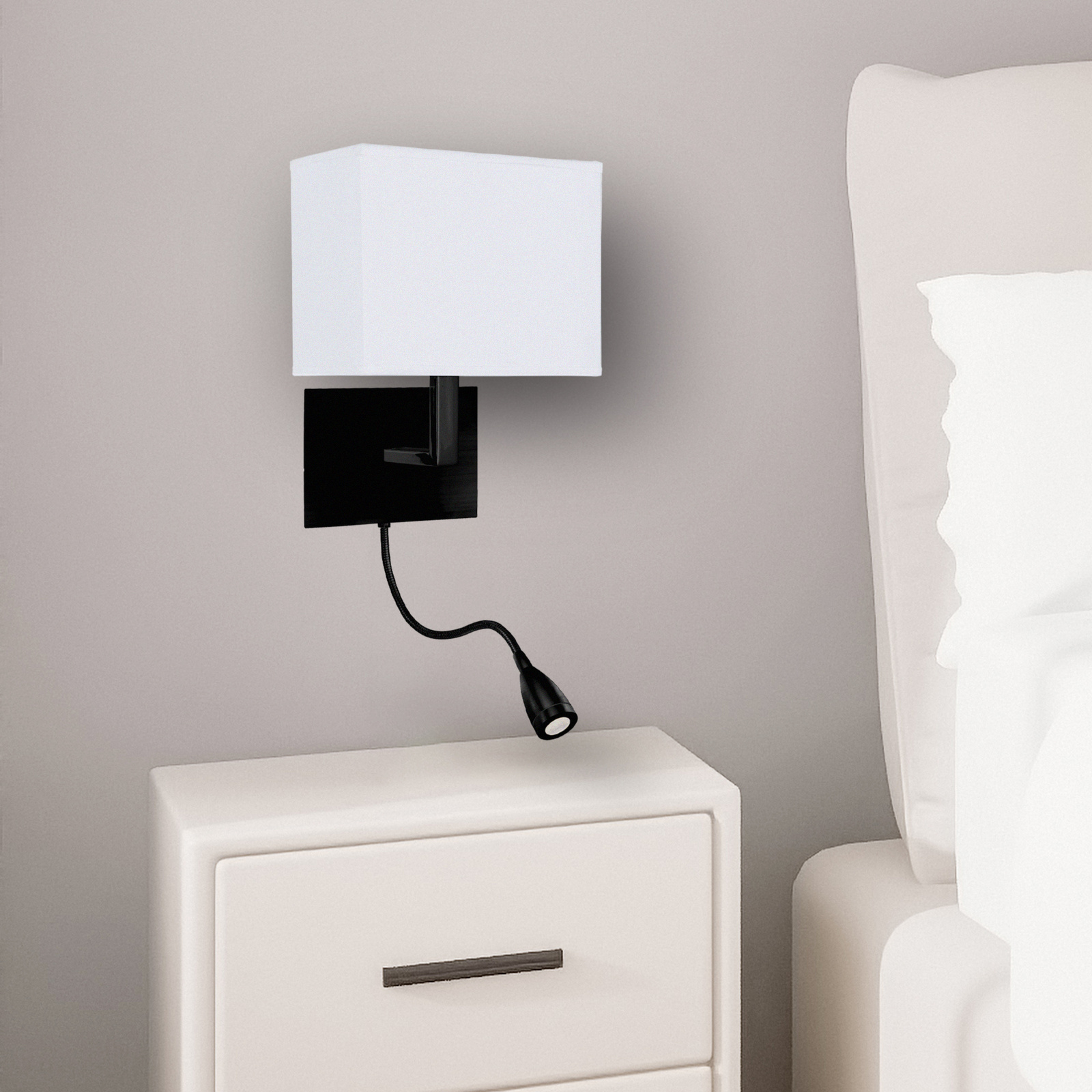 Applique Contemporanea Hotel Acciaio Nero Tessuto 1 Luce E27 6519BK