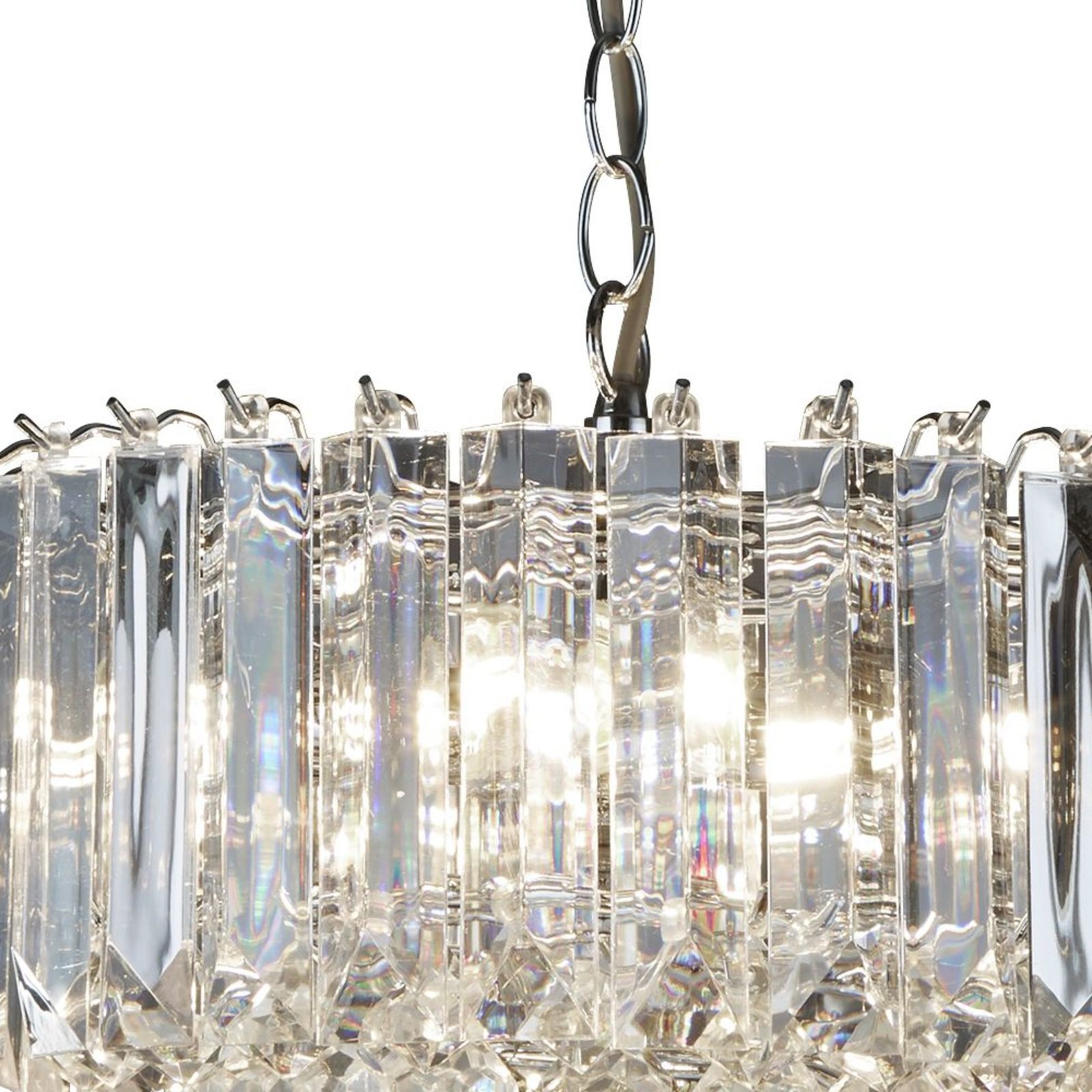 Sospensione Classico Sigma Acciaio Cromo Policarbonato Trasparente 4 Luci E14 | Lampadari e Sospensioni | Luce Art Shop Sospensione Classico Sigma Acciaio Cromo Policarbonato Trasparente 4 Luci E14 | SearchLight
