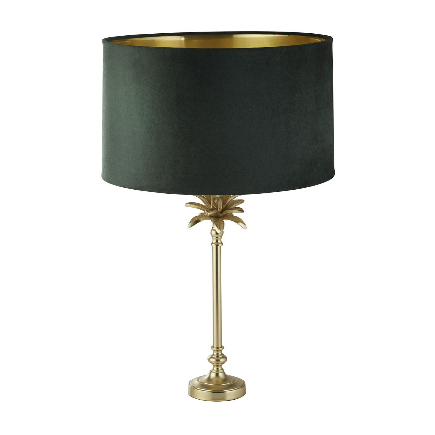 Lampada Da Scrivania Contemporanea Palma Ottone Velluto Verde 1 Luce E27 EU81210GR
