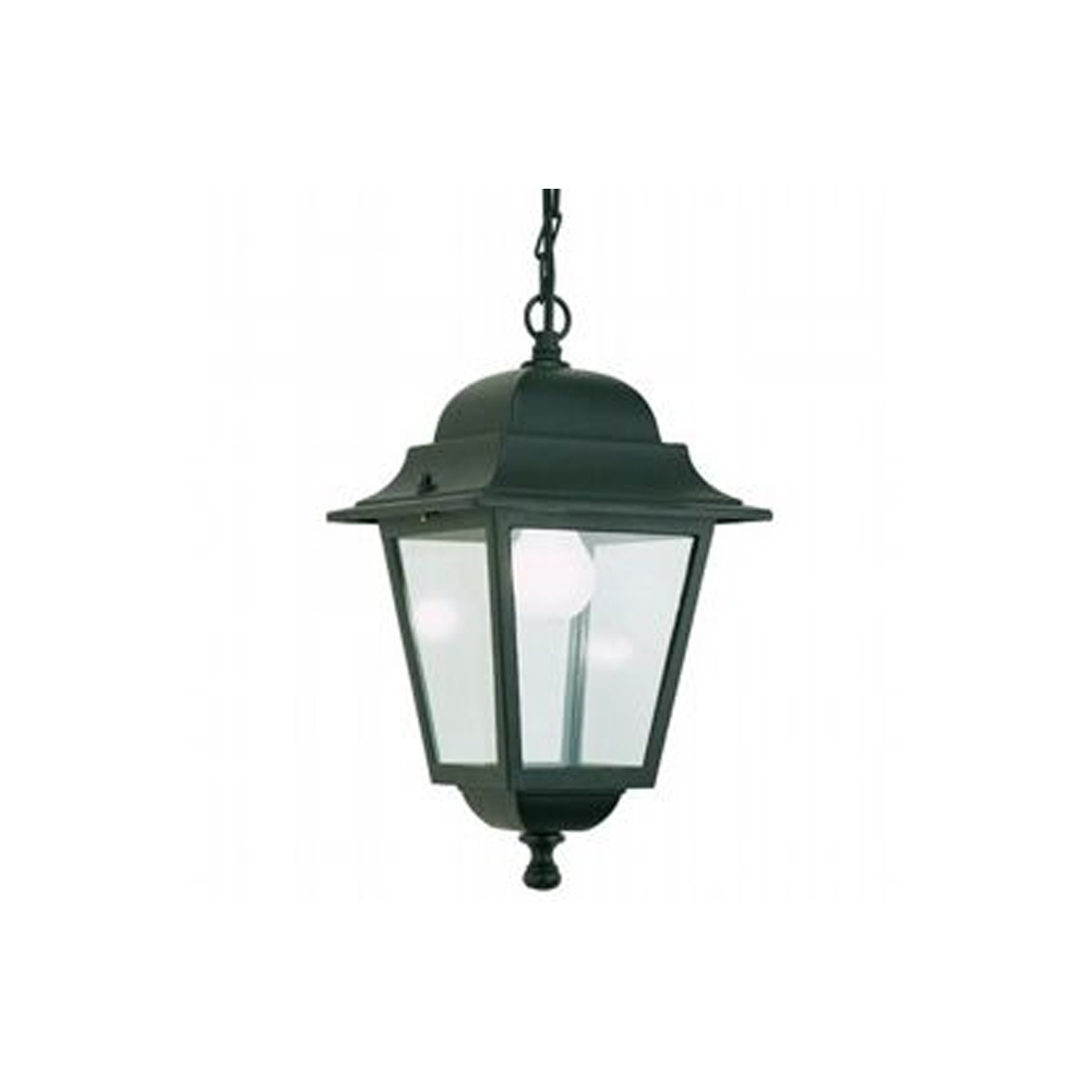 Sospensione Da Esterno Contemporanea Quadrata Alluminio E Vetro Nero 1 Luce E27 320/06