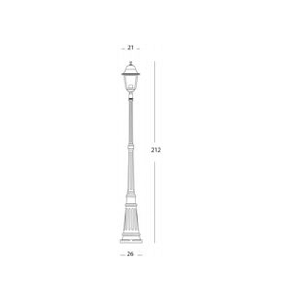 Palo Da Esterno Contemporaneo H212Cm Quadrata Alluminio E Vetro Nero 1 Luce E27 332/06