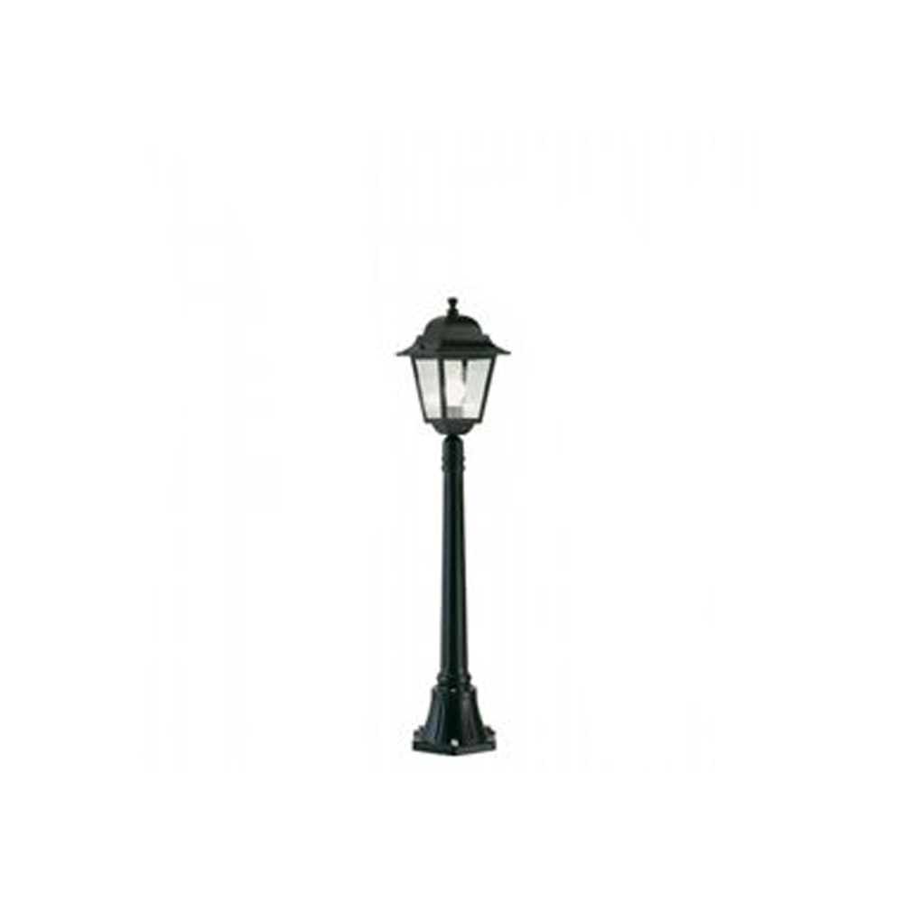 Palo Da Esterno Contemporaneo H114Cm Quadrata Alluminio E Vetro Nero 1 Luce E27 340/06
