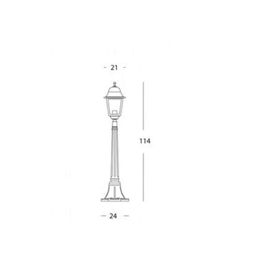 Palo Da Esterno Contemporaneo H114Cm Quadrata Alluminio E Vetro Nero 1 Luce E27 340/06