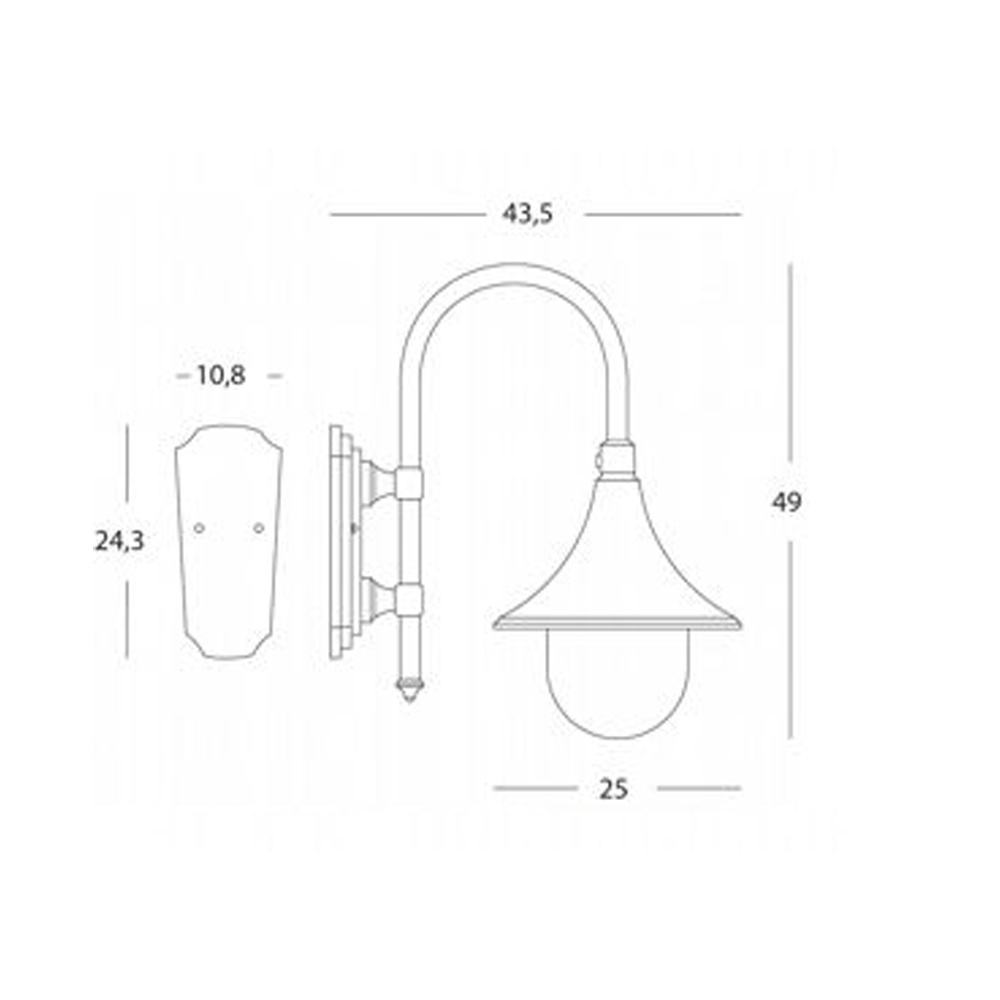 Applique Da Esterno Lampara Alluminio E Termoplastica Ruggine 1 Luce E27 347/11