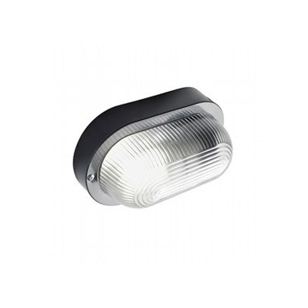 Plafoniera Da Esterno Contemp. Echo Ovale Termoplastica E Vetro Nero 1 Luce E27 45/06