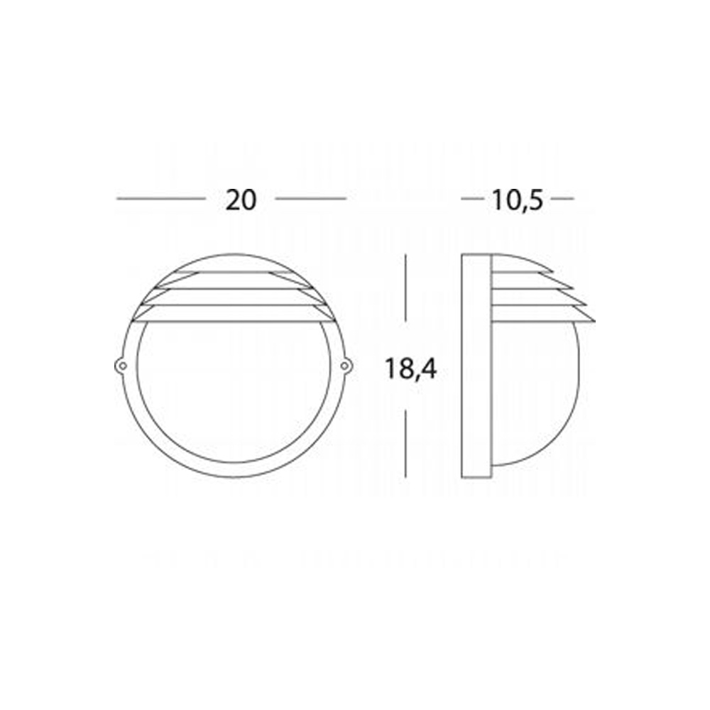 Applique Piccola Esterno Palpebra Tonda Alluminio E Vetro Bianco 1 Luce E27 789/02