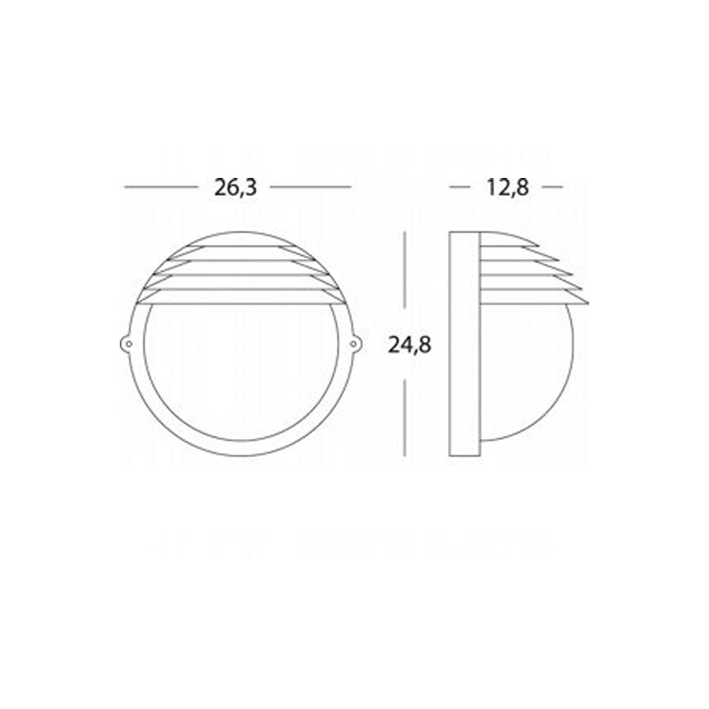 Applique Da Esterno Moderna Palpebra Tonda Alluminio E Vetro Nero 1 Luce E27 790/06