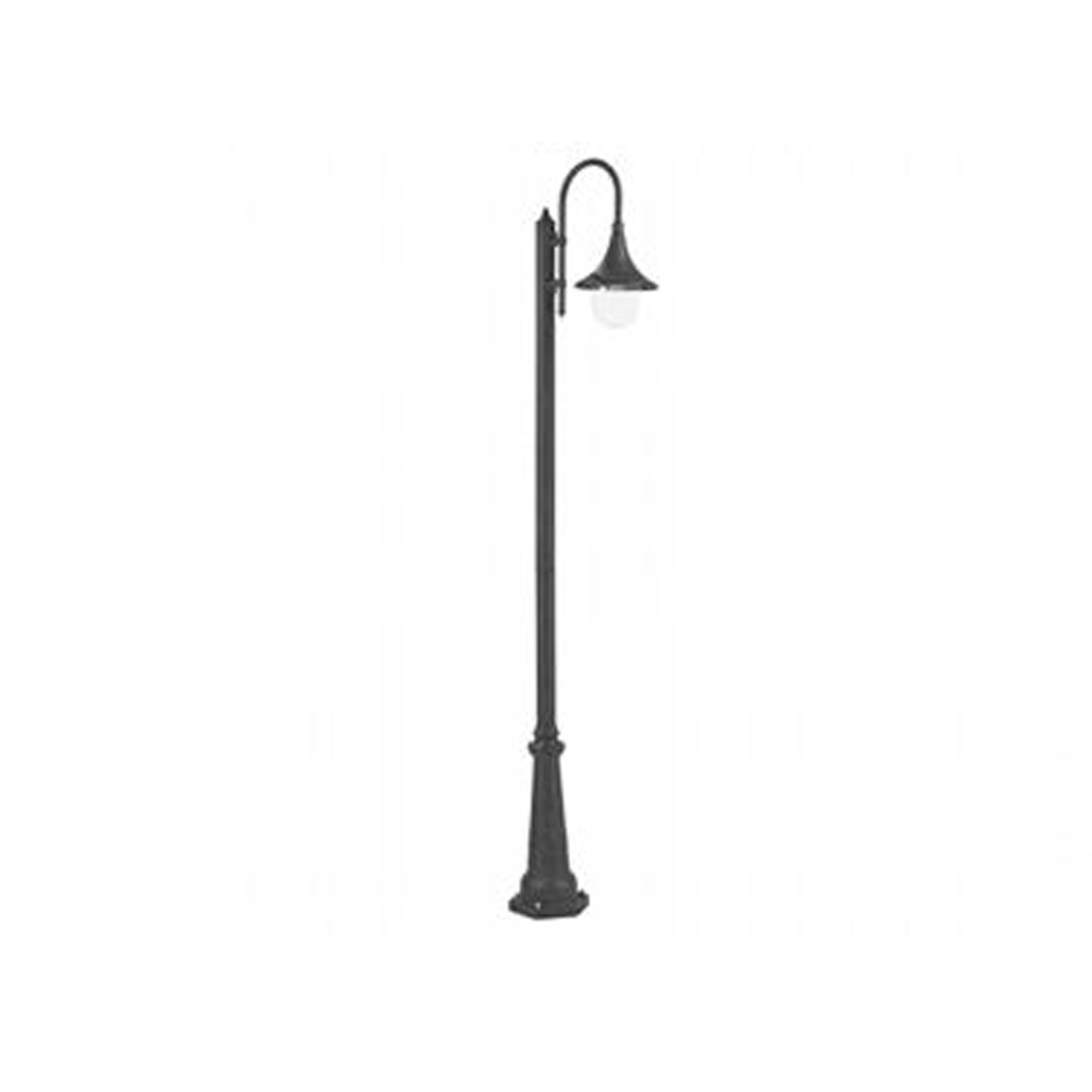 Palo Da Esterno H230Cm Lampara Alluminio E Termoplastica Nero 1 Luce E27 895/06