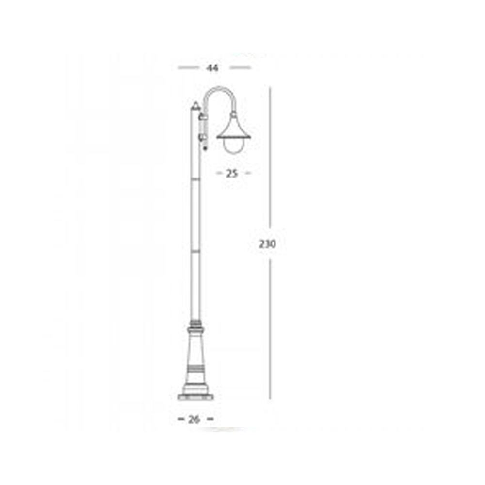 Palo Da Esterno H230Cm Lampara Alluminio E Termoplastica Ruggine 1 Luce E27 895/11