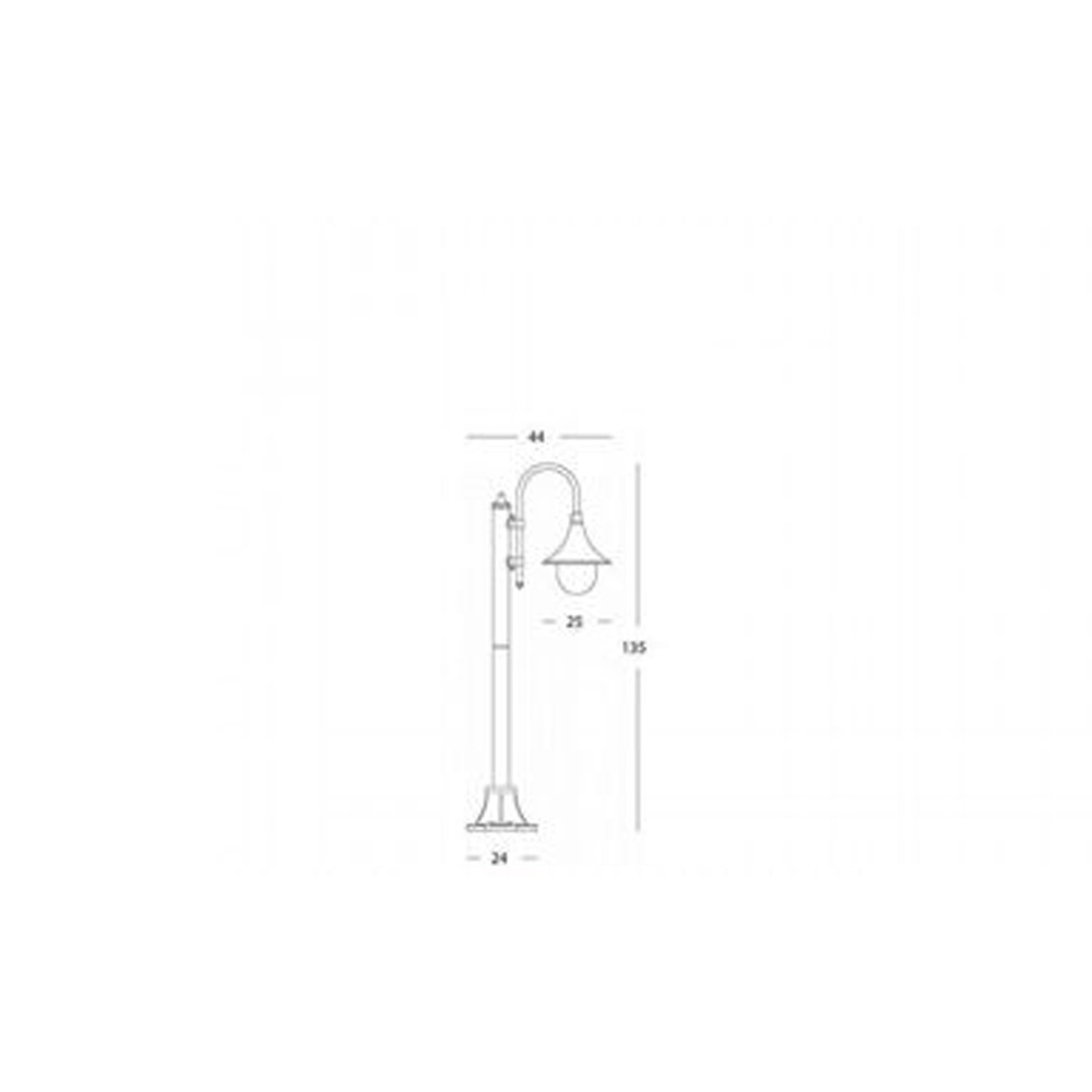 Palo Basso Da Esterno H135Cm Lampara Alluminio E Termoplastica Nero 1 Luce E27 938/06