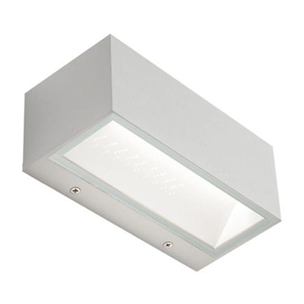 Applique LED da esterno in alluminio bianco biemissione 4000K 10x10cm. Alfa