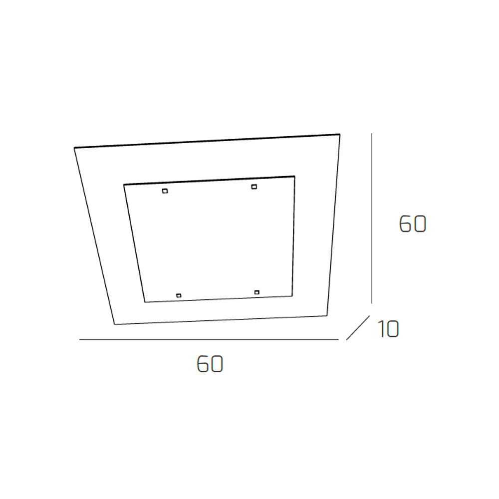 Plafoniera Moderna Tray Metallo Bianco Vetro Nero 4 Luci E27 1087_60-NE