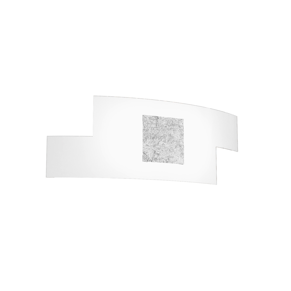 Applique Moderna Tetris Color Metallo Foglia Argento Vetro Bianco 2 Luci E27 1121_AP-FA