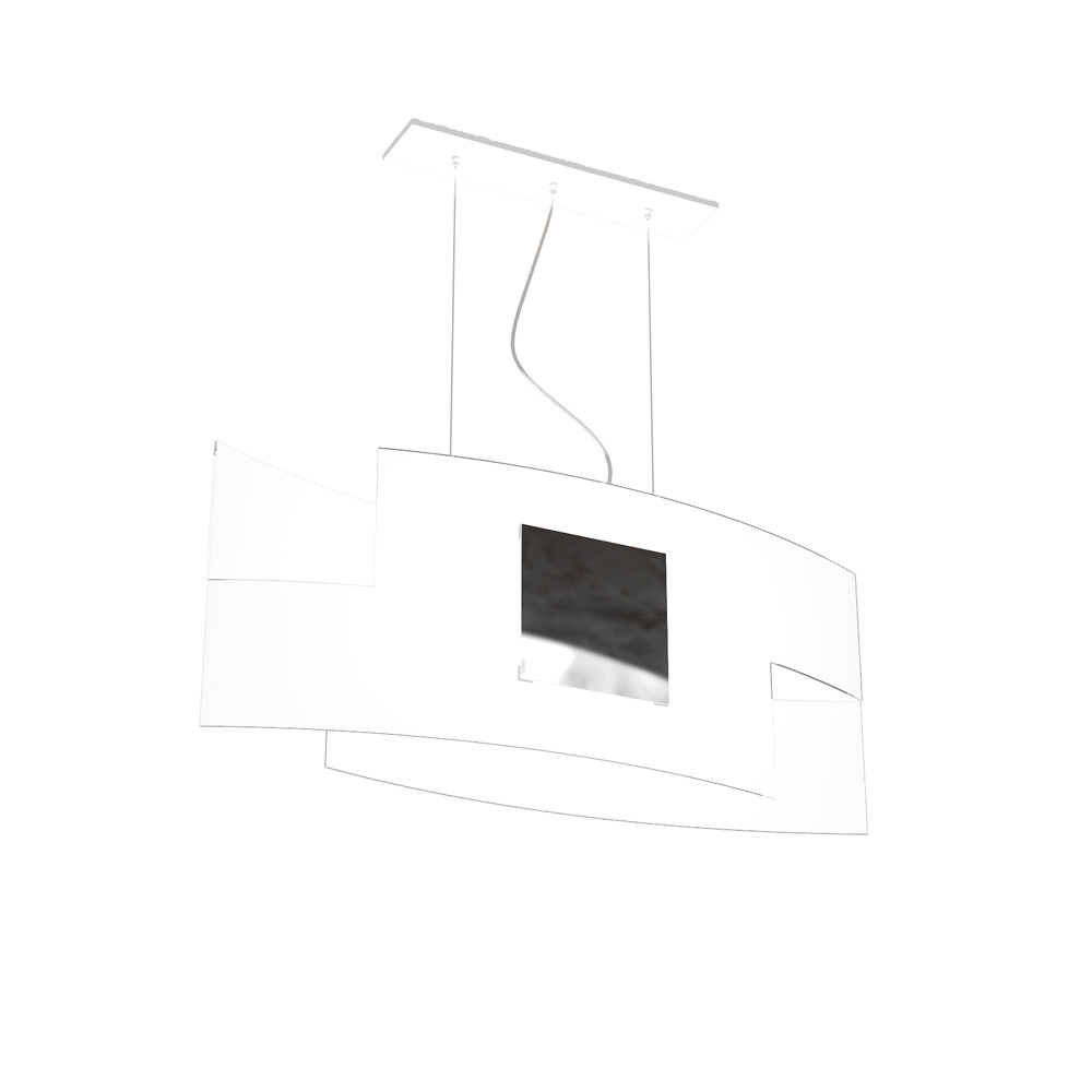 Sospensione Moderna Tetris Color Metallo Cromo Vetro Bianco 2 Luci E27 1121_S75-CR