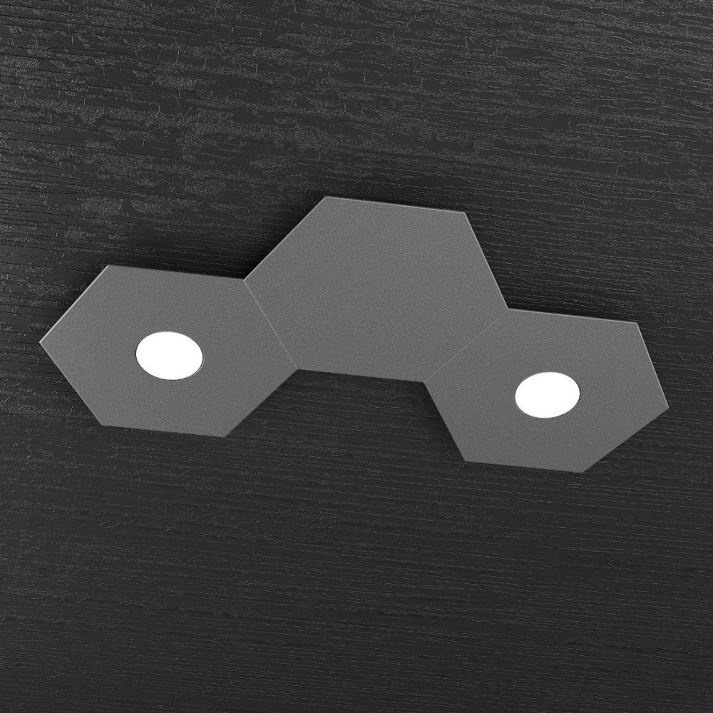 Plafoniera Moderna Moduli Hexagon Metallo Grigio Antracite Luci Led X W